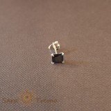 Cercel Unisex Argint 925 cu Cristal Zirconia Negru Patrat, 5 mm