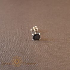 Cercel Unisex Argint 925 cu Cristal Zirconia Negru Patrat, 5 mm