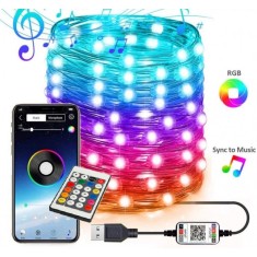 Instalatie Smart LED cu Telecomanda si Aplicatie Telefon BT 10m 100LED foto