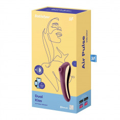 Dual Kiss Wine Red - Vibrator Punct G cu Impuls Aer, 19x3.8 cm