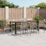 vidaXL Set mobilier grădină cu perne, 9 piese, gri, poliratan