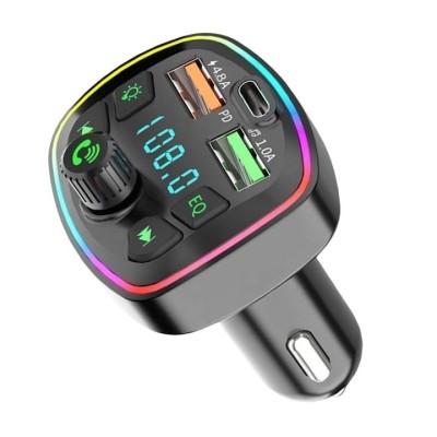 Modulator FM, MP3 Player, Lumini ambientale, Bluetooth 5.0, Microfon incorporat, 3 porturi USB, Suport card memorie, USB stick, Quick Charge, Afisaj D foto
