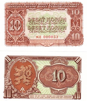 Cehoslovacia 10 Korun 1953 P-83bl UNC foto