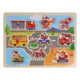 Puzzle din lemn Drum cu Mașini &ndash; Dezvoltare Logică și Observație, CMCLASS