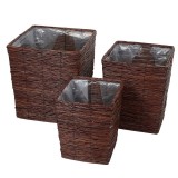 Cumpara ieftin Set 3 ghivece flori fibre naturale maro 25 x 25 x 30 cm, 31 x 31 x 37 cm, 37 x 37 x 42 cm