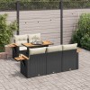 VidaXL Set mobilier grădină perne 6 piese negru poliratan/lemn acacia 3327549
