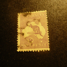 Timbru Australia 1913 - Harta si Cangur , val. 9p stampilat