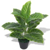 VidaXL Plantă artificială Taro cu ghiveci, 45 cm, verde