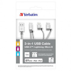 VERBATIM 3-in-1 USB-C? / Lightning / Micro B Cbl 100 Slv foto