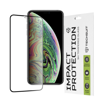 Folie pentru iPhone X / XS / 11 Pro, Techsuit 111D Full Cover / Full Glue Glass, Black foto