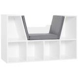HOMCOM Bibliotecă 2 &icirc;n 1 cu Perne Confortabile și 6 Compartimente, Mobilier Multifuncțional pentru Cărți și Jocuri, Raft cu 6 Cuburi pentru Sufragerie