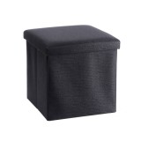 Cumpara ieftin Taburet cu spatiu depozitare, pliabil, textil negru Amely 38 x 38 x 38 cm