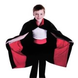 Capa de Halloween Dracula pentru Copii, Lungime 91 cm, Negru si Rosu, CMCLASS