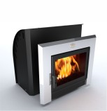 Sobă Saună Lemn CASCADE, Incalzire Rapidă, Design Curbat, Geam Termorezistent, Oțel Inoxidabil, Durabilă