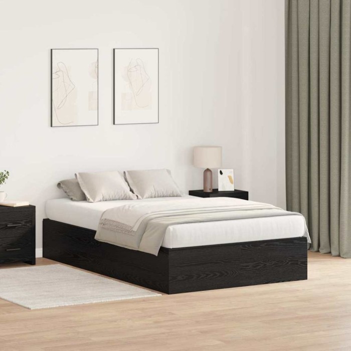 vidaXL Cadru de pat Stejar negru 120 x 190 cm Lemn compozit