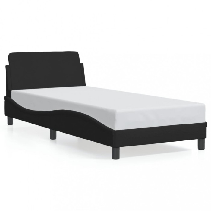 Gossi cadru de pat cu tablie, negru, 80x200 cm, textil
