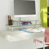 VidaXL Suport de monitor cu 2 niveluri, transparent, sticlă