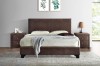 Pat Tapitat Kring 160x200 cm, Cadru Lemn, Somiera Fixa, Maro, Piele Ecologica, Dormitor