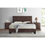Pat Tapitat Kring 140x200 cm, cadru din lemn cu somiera fixa, Culoare Maro