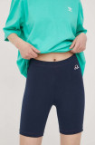 Champion pantaloni scurți 114940 femei, culoarea albastru marin, neted, medium waist 114940-BS148