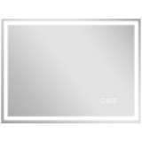 HOMCOM Oglinda Baie LED Anti-aburire Difuzor Bluetooth 80x60cm Iluminare Reglabila