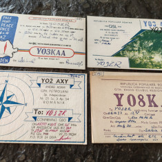 4 carti postale, Radioamatori, rare, R.P.R. anii 50-60, personalizate