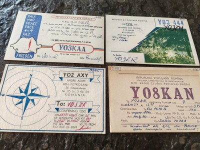 4 carti postale, Radioamatori, rare, R.P.R. anii 50-60, personalizate foto