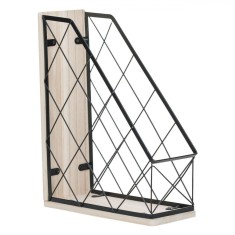 Suport Dosare Metalic, 27.5x10x34cm, Negru, Bază Lemn