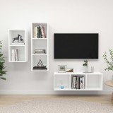 VidaXL Set de dulapuri TV, 3 piese, alb, lemn prelucrat