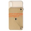 Husa iPhone X Tip Portofel cu Curea, TPU, Beige - Crossbody Wallet