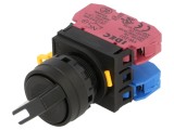 Comutator rotativ 22mm negru