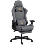 HOMCOM Scaun gaming ergonomic, fotoliu gamer cu cotiere 3D, spătar &icirc;nclinabil, &icirc;nălțime reglabilă, 72x76x132cm, gri | Aosom Romania