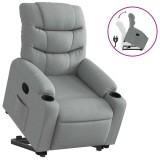 Fotoliu rabatabil cu ridicare, gri deschis, material textil