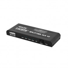 Splitter HDMI Gembird, 2 iesiri, 46 x 73 x 24 mm,otel, suport video, Negru foto