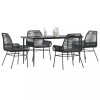Gossi set de sufragerie de gradina 5 piese neagra sticla poly rattan