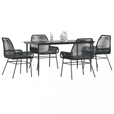 Gossi set de sufragerie de gradina 5 piese neagra sticla poly rattan foto