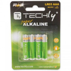 Baterii alcaline TECHLY 307001 1.5V AAA LR03 4 bucati foto