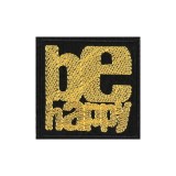 Aplicatie termoadeziva, 62 x 62 mm, Be happy Auriu, Crisalida