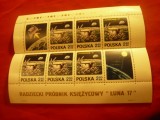 Bloc Polonia 1971 -Cosmos -Lunahod 1 ,6 valori si 2 vignete, Nestampilat