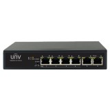 Switch 4 porturi PoE+, 2 porturi uplink RJ45 - UNV NSW2010-6T-POE-IN, Uniview