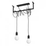 Candelabru Salamanca Negru, Țesătură/Otel, 2 Becuri Neregulate, Modern De Interior.