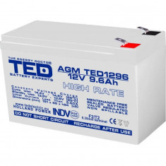 Acumulator 12V, TED Electric High Rate, Dimensiuni 151 x 65 x 95 mm, Baterie 12V 9.6Ah F2