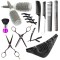 Set kit foarfeca tuns filat frizerie coafor Lila rossa cu perii piepteni pamatuf