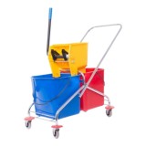 Cumpara ieftin Carucior Curatenie cadru Inox, 2 Galeti 50L, Storcator Profesional