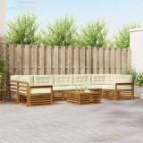 vidaXL Set de canapele de exterior cu pernă 8 pcs Natural și Crem 3373165