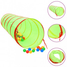 vidaXL Tunel de joacă pt copii, 250 bile, verde, 175 cm, poliester