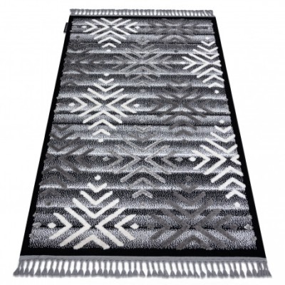 Covor MAROC P658 Fulgi de nea negru / gri Franjuri Berber shaggy, 200x290 cm foto