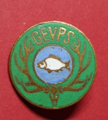 Insigna AGVPS Romania Pescuit &amp; Vanatoare - Peste &amp; Coarne de Cerb