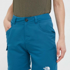 The North Face pantaloni scurți outdoor Horizon culoarea turcoaz, neted, high waist