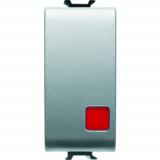 Intrerupator cu revenire 1P 250V ac - NC+NO 16A - STOP - SYMBOL: RED CIRCLE - 1 MODULE - TITANIUM - CHORUS